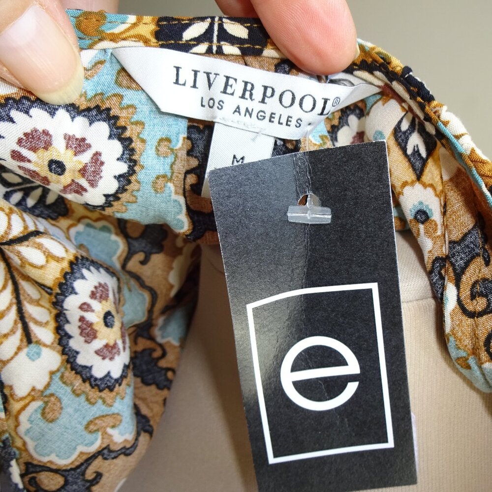 NWT New Womens Liverpool Los Angeles Short Flutter Sleeve Tribal Top Shirt M - Picture 4 of 4